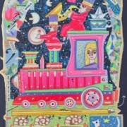 Francesco Musante, Corre il trenino dei sogni.., serigrafia cm 17,5×25