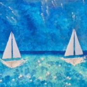 Leonardo Mori, Regata a due vele, dipinto su tela cm 50×70