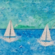 Leonardo Mori, Regata a due vele, dipinto su tela cm 50×70 (2)