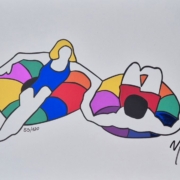 Marco Lodola, Insieme al mare, screenprint su carta cm 21×30