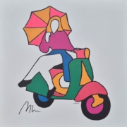 Marco Lodola, Pin up in Vespa, screenprint su carta cm 40×40